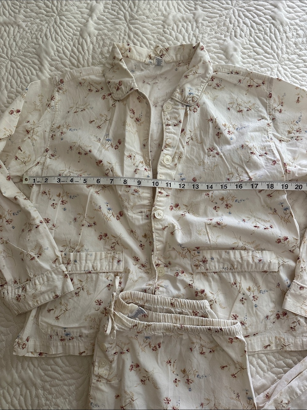 GAP Cream Floral Pajama Set with Pink Blooms - Picture 2 of 5